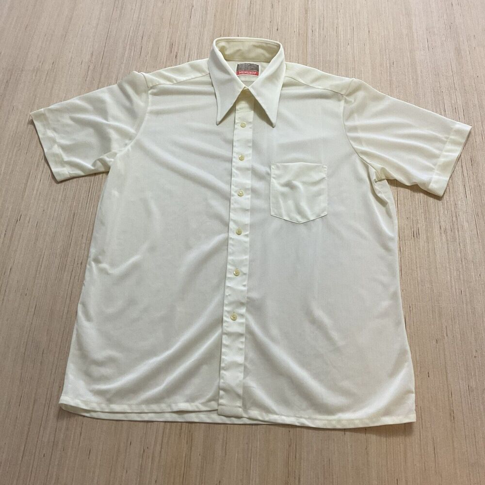 Vintage 1970s Zayre Menshop Shirt Disco Boogie Geek Hipster Thin Nylon Large